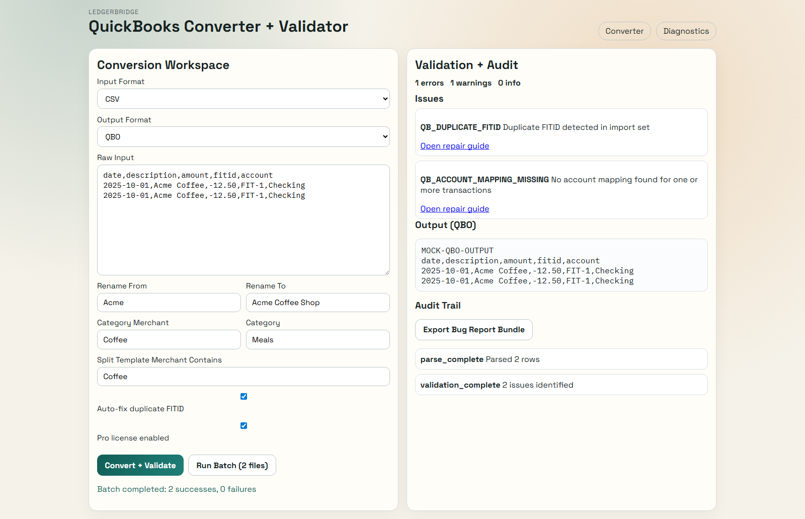 LedgerBridge batch processing